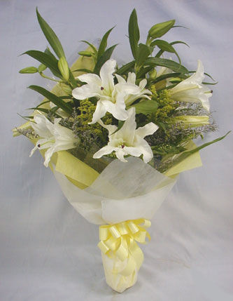 5 White Lilium Bunch